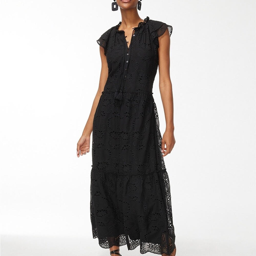 CHICO’s MIDI DRESS EYELET TIERED DRESS Alabaster WHITE Sz 1.5 - Picture 8 of 11